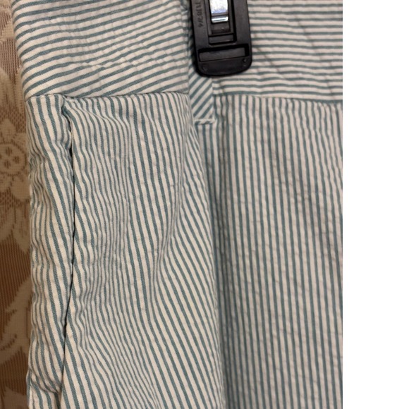 Liz & Co Skort Stretch Seersucker Pinstripe Golf Casual Blue White Size 16 EUC - Picture 2 of 13